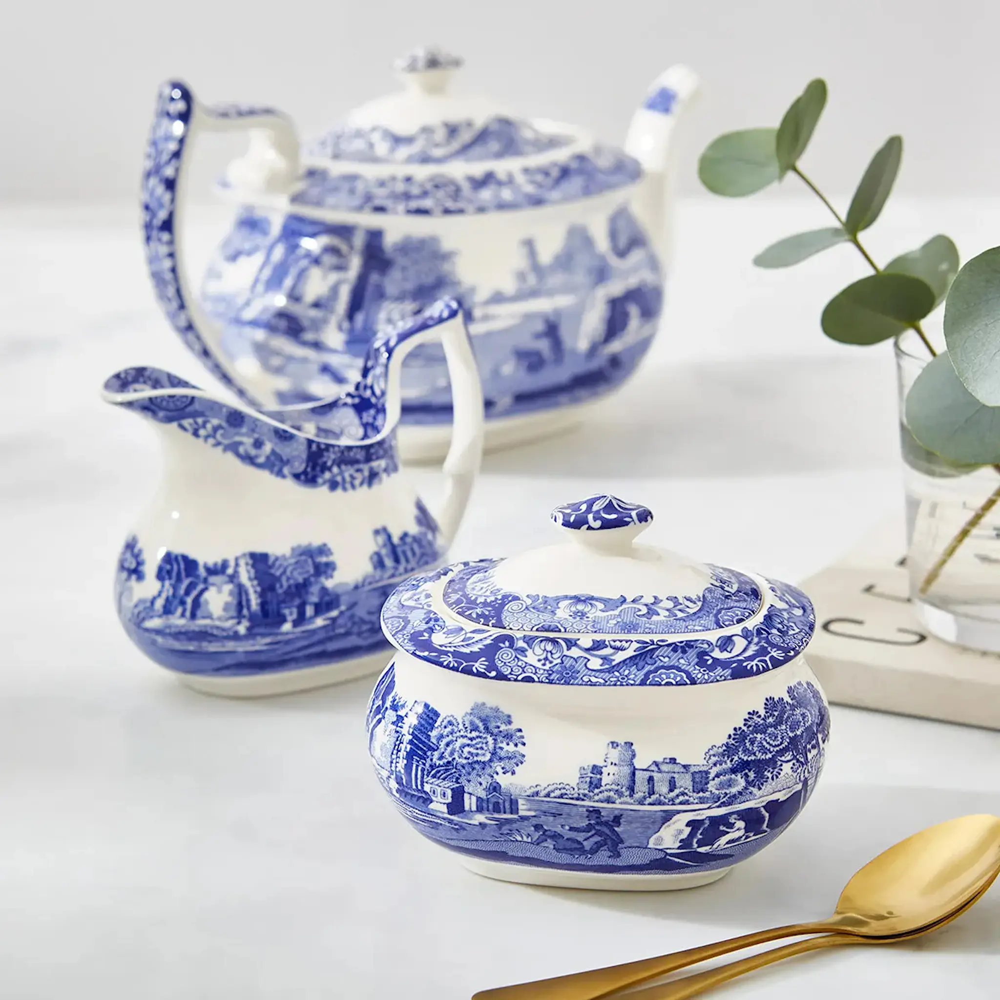 Spode Blue Italian sockerskål 25 cl blå/vit
