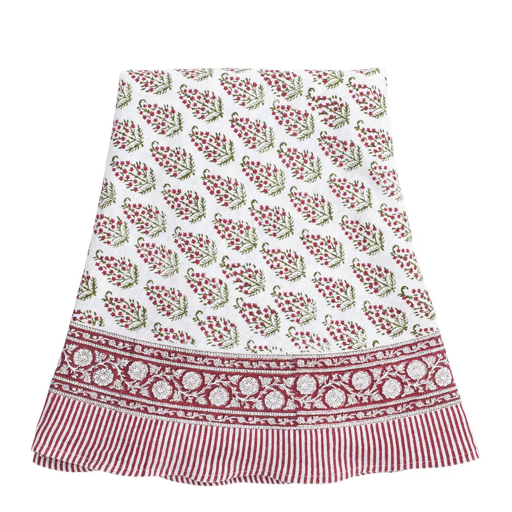 Persian Paisley Pellava pöytäliina 220 cm Punainen/Vihreä/Valkoinen