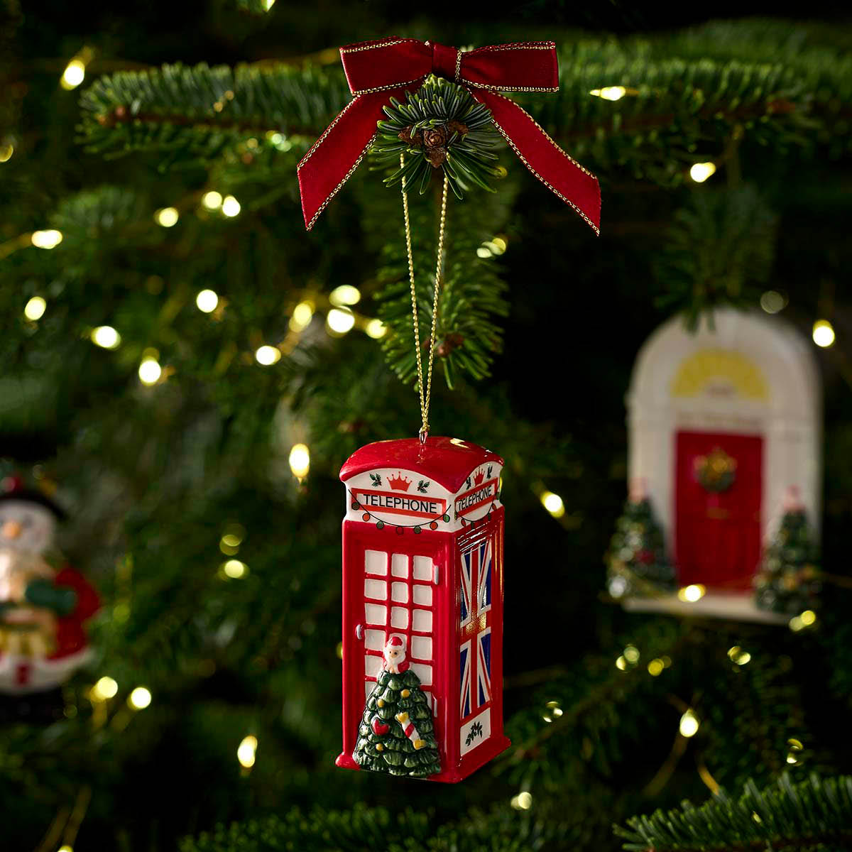 Spode Christmas Tree juletrepynt British Phone Box