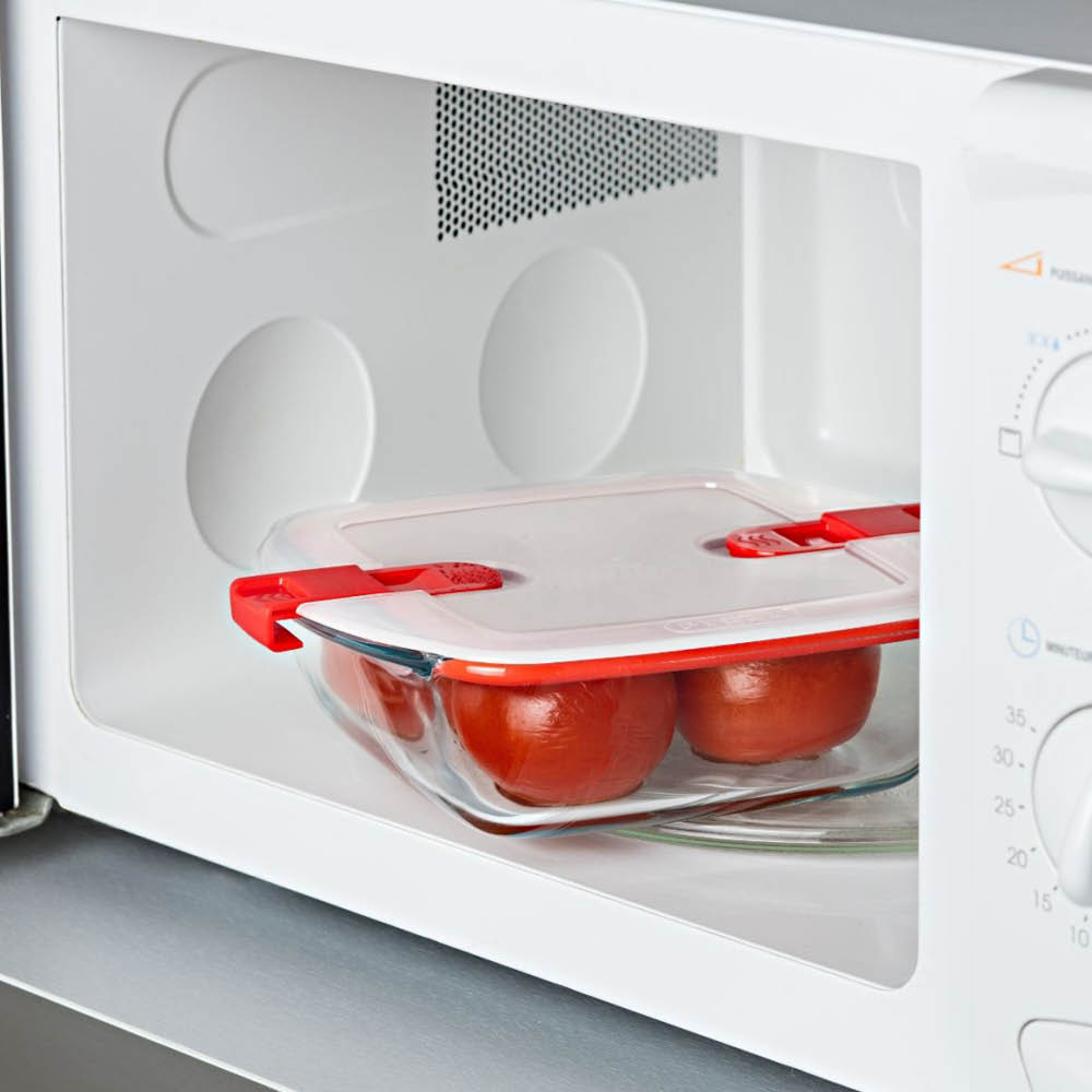 Pyrex Cook & Heat Säilytyspurkki 2,2 L Punainen/Kirkas