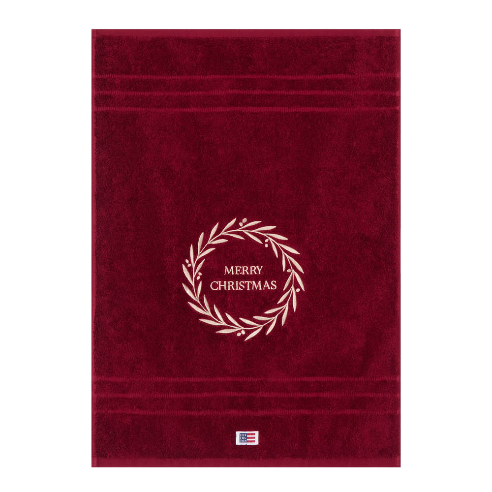 Lexington Original handduk frotté 50x70 cm julkrans vinröd