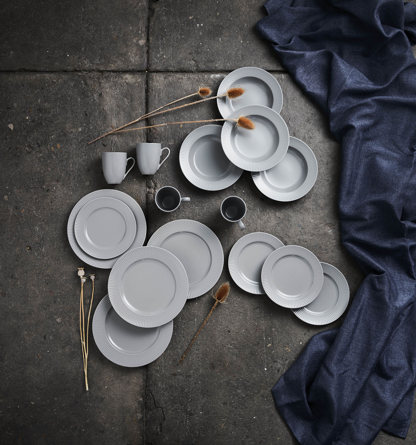 Aida Groovy stentøy frokosttallerken 21 cm grå