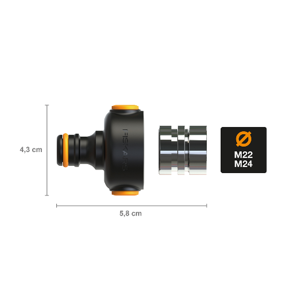 Fiskars Comfort kranadapter inomhuskran 13,6 cm svart