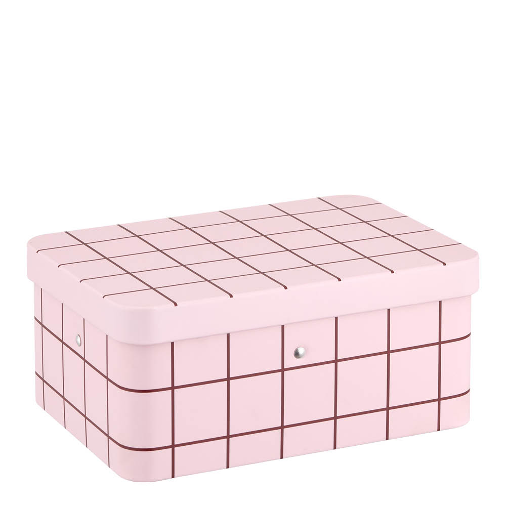 Muurla Checks & Stripes teboks med rom 18x13 cm rosa/brun