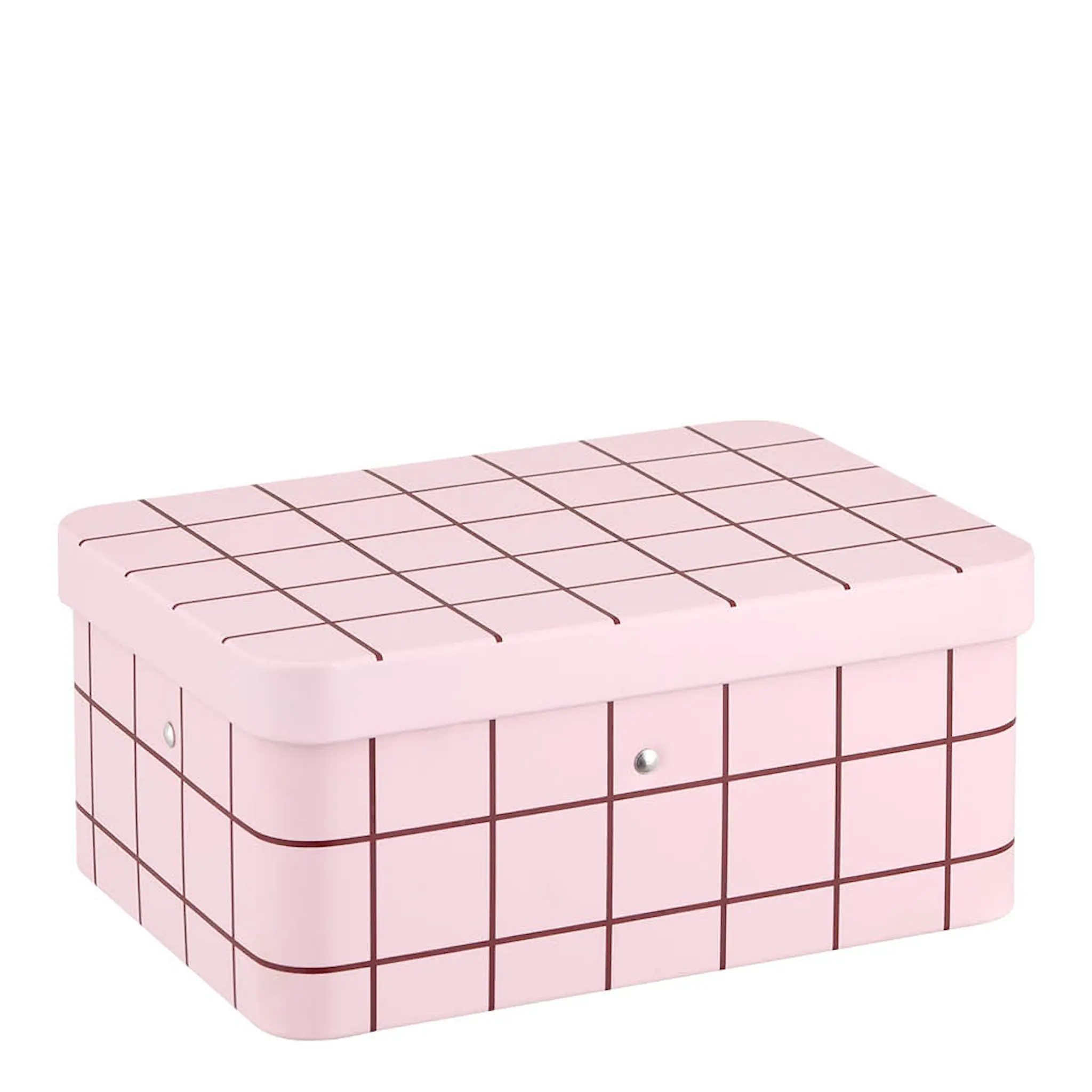 Muurla Checks & Stripes teboks med rom 18x13 cm rosa/brun