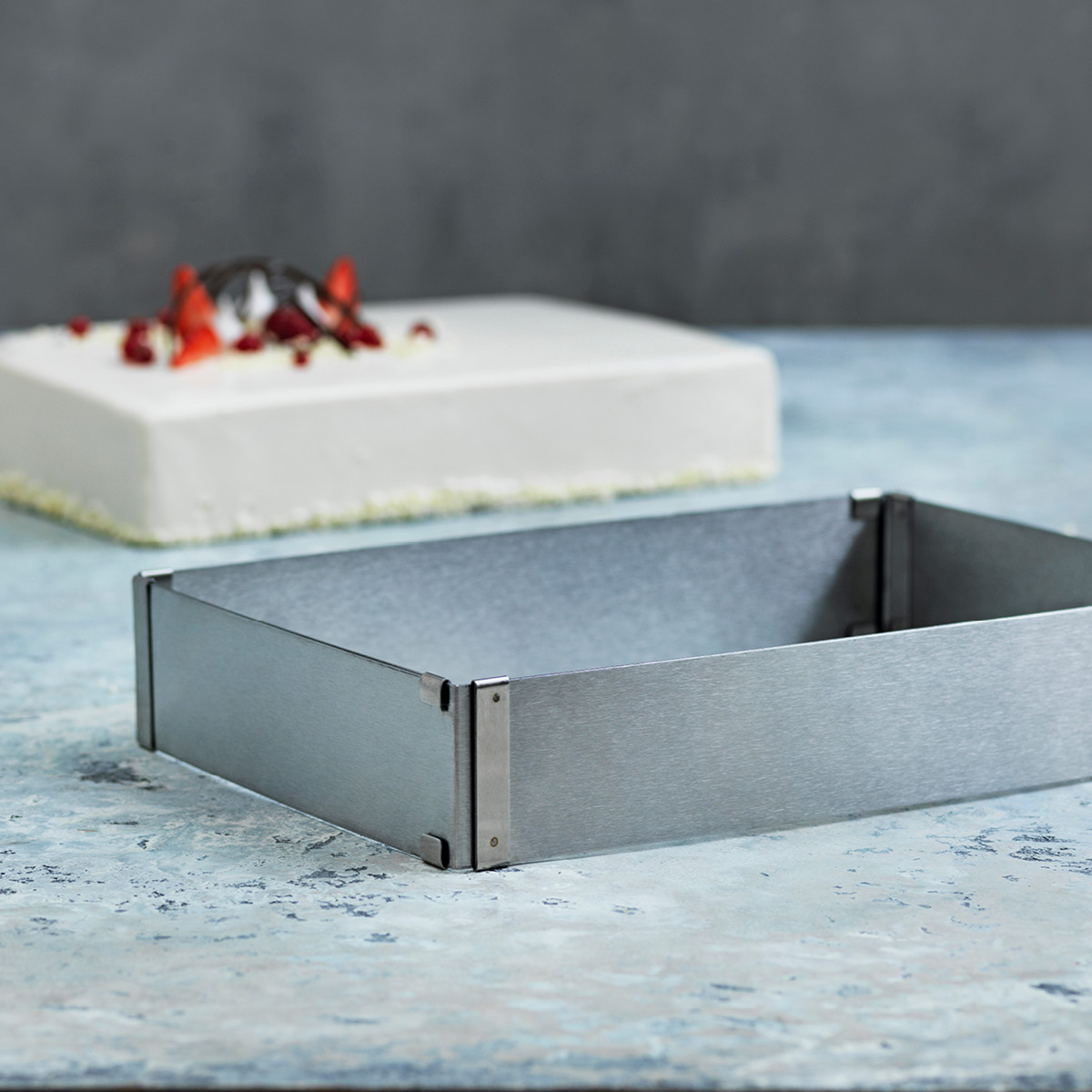 Blomsterberg Justerbar rektangulær kakeform 18x25x5 rustfritt stål