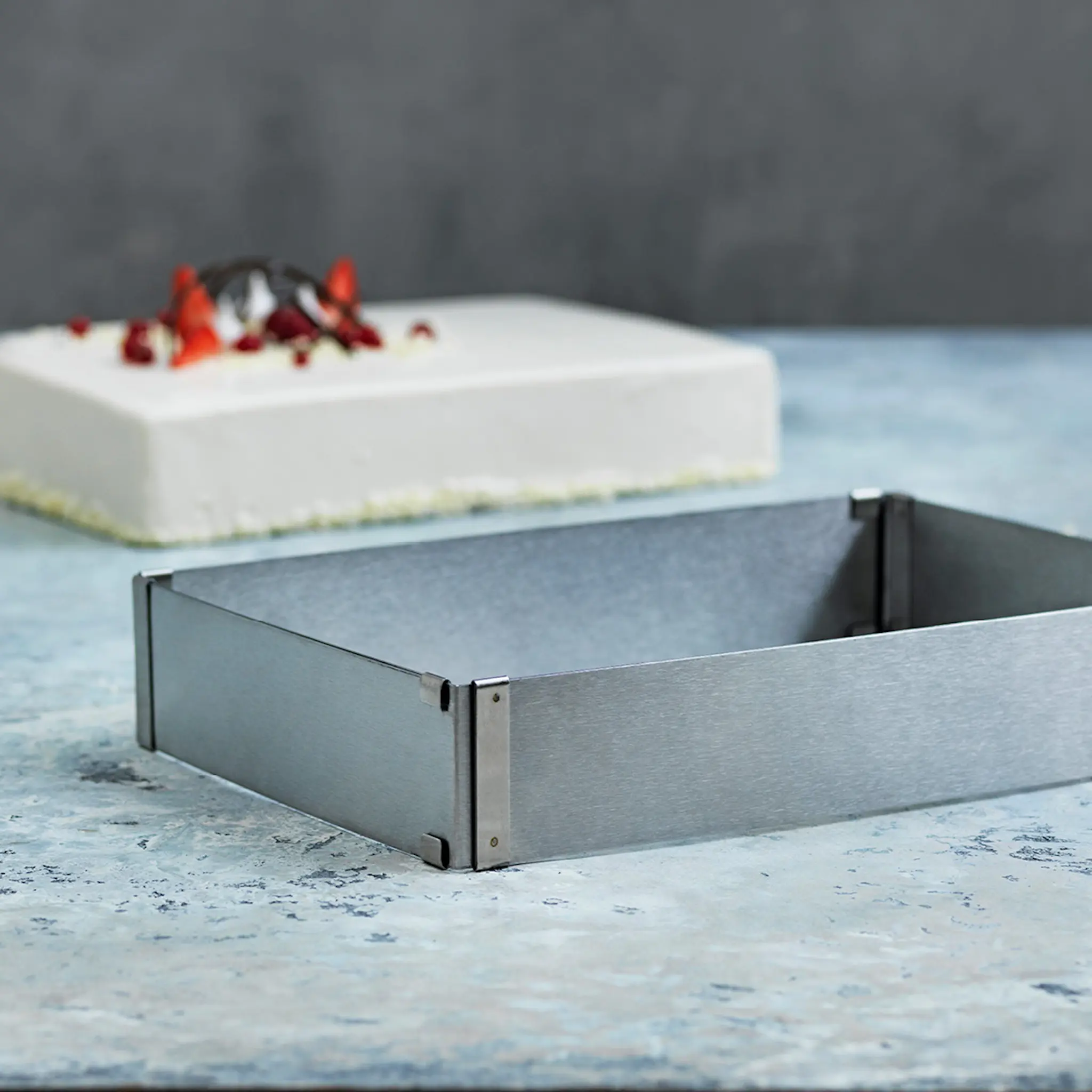 Blomsterberg Justerbar rektangulær kakeform 18x25x5 rustfritt stål