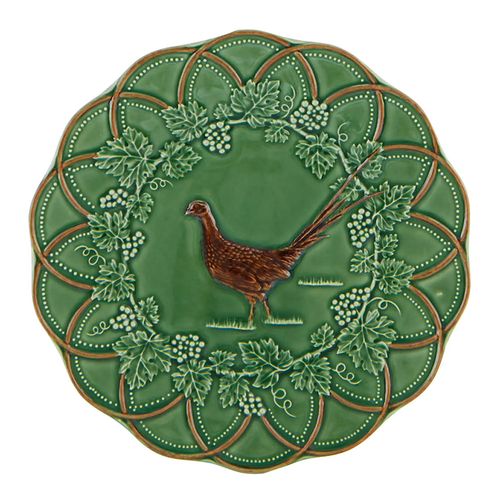 Bordallo Pinheiro Wood tallrik 24 cm fasan grön/brun