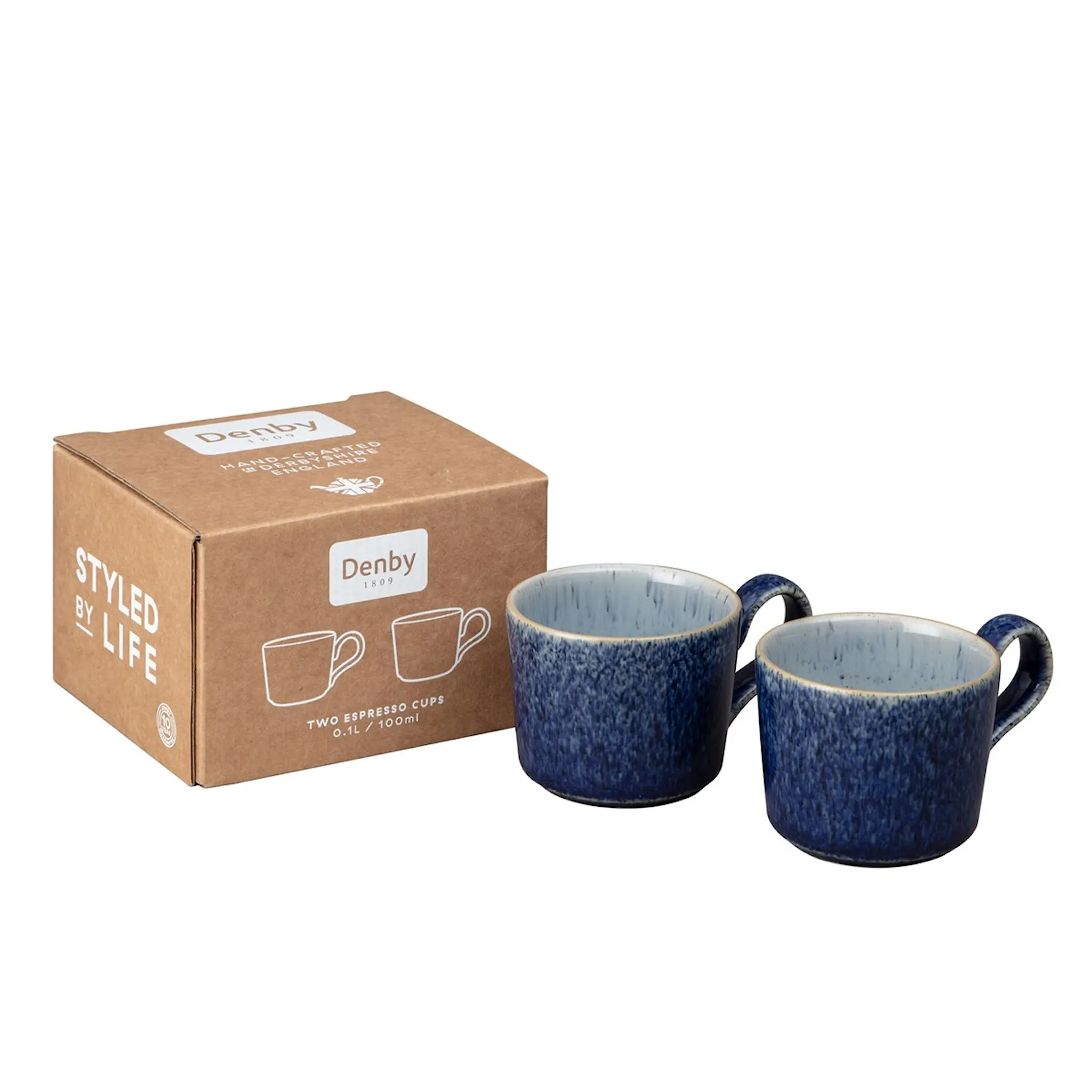 Denby Studioblå cobali Brew Espresso Mugg 10 cl 2-Pack Blå