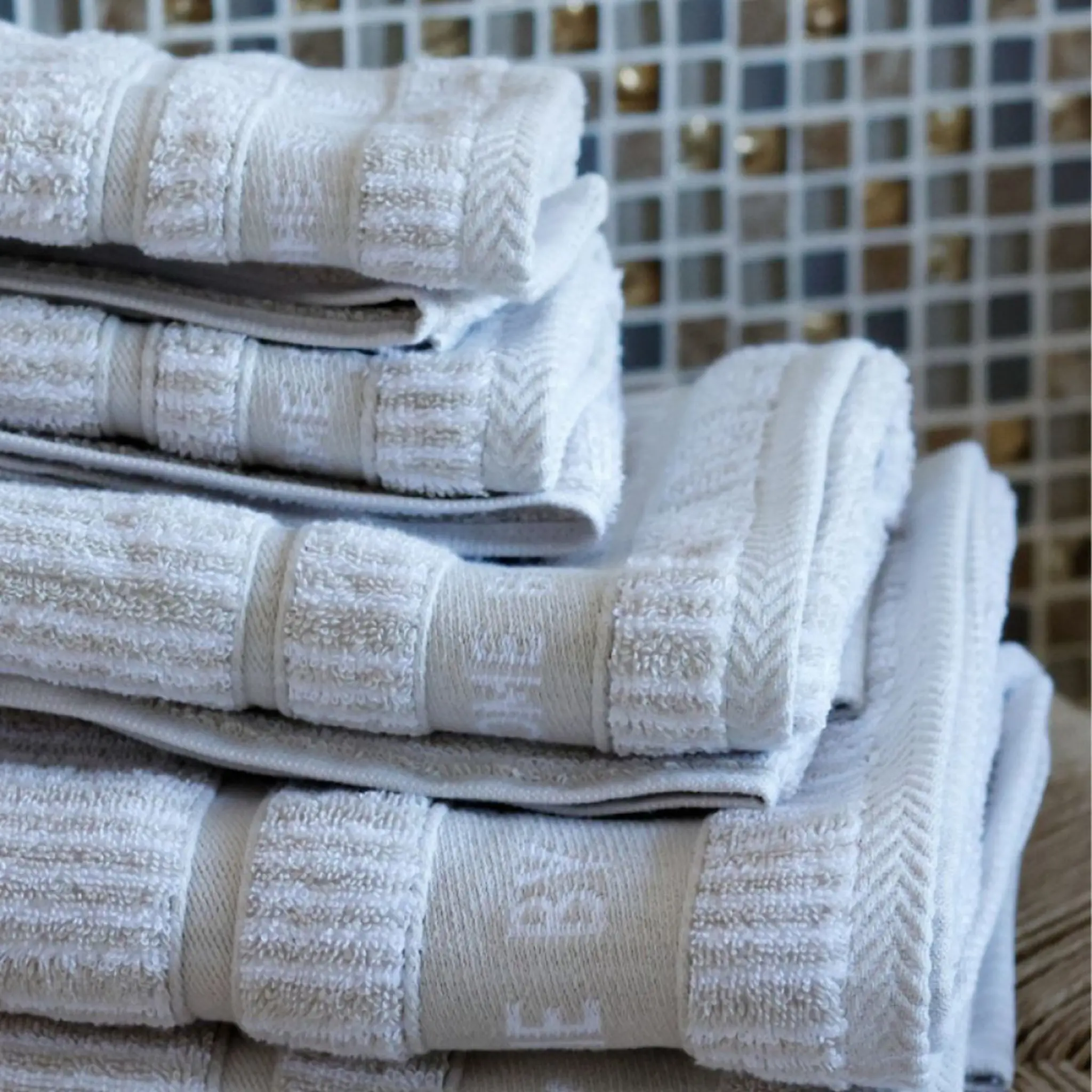 Home by Ilse Jacobsen Bath Collection handduk 70x140 cm sand beige stripes
