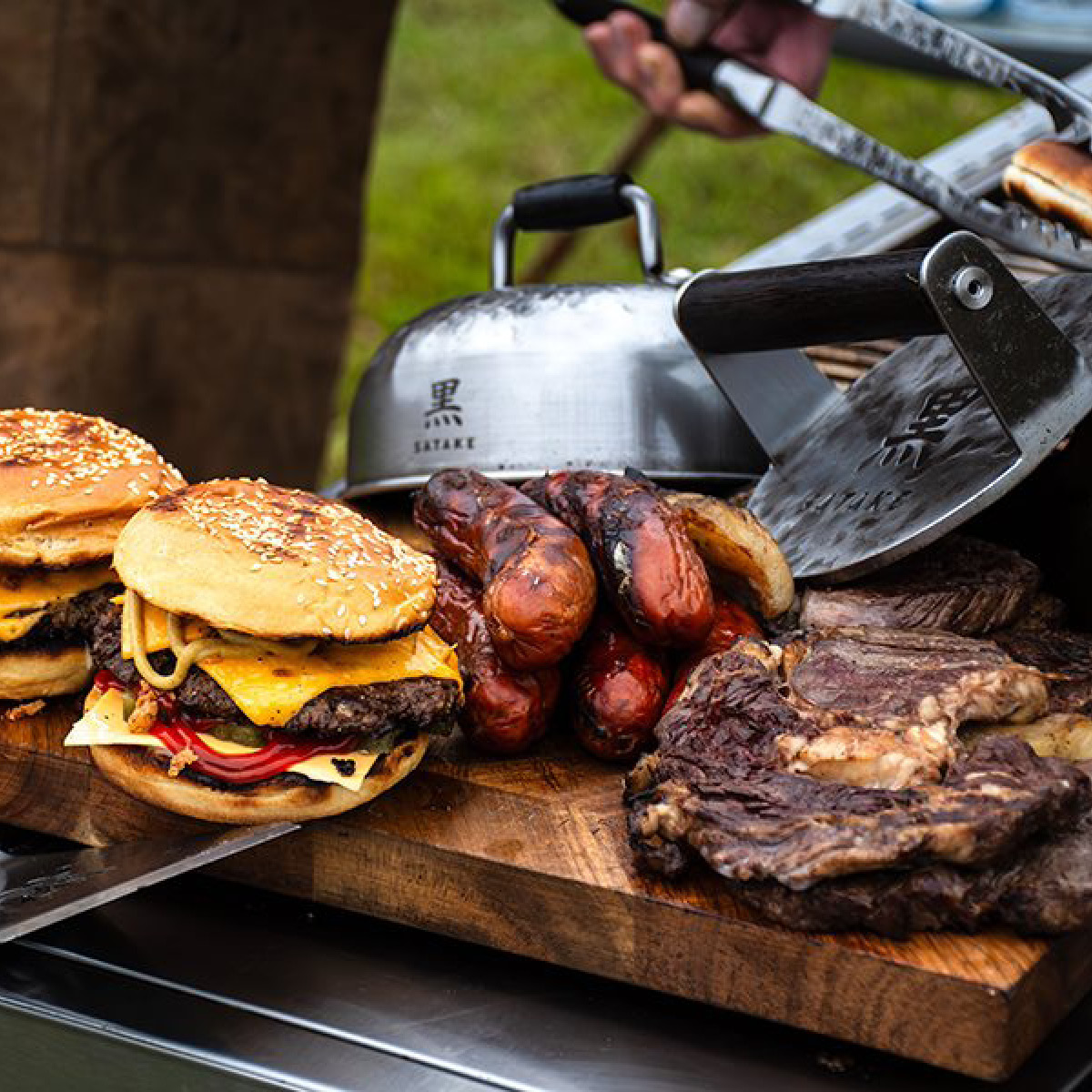 Satake Kuro smash set hamburgerpress 3 delar brun/rostfri