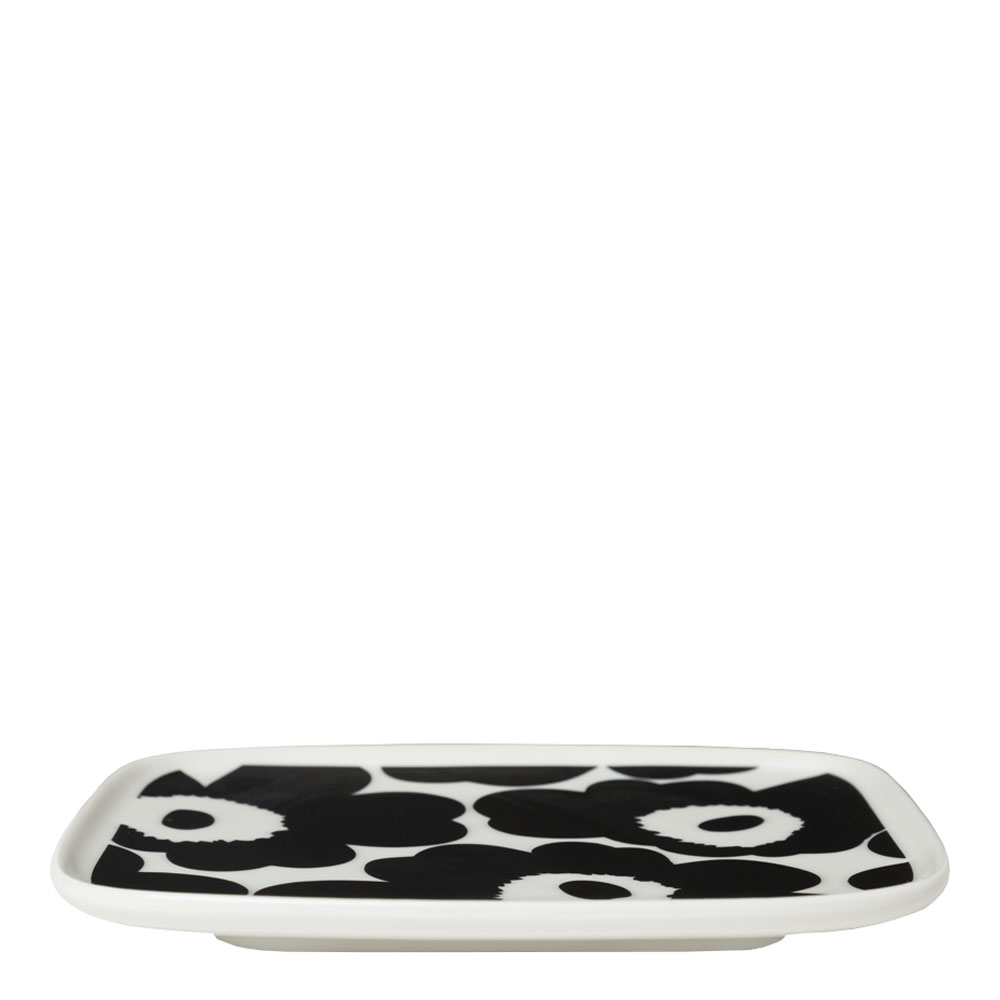Marimekko Oiva / Unikko Lautanen 12x15 cm Musta/Valkoinen
