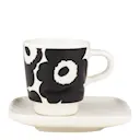 Oiva Unikko espressokopp 5 cl med fat svart/vit
