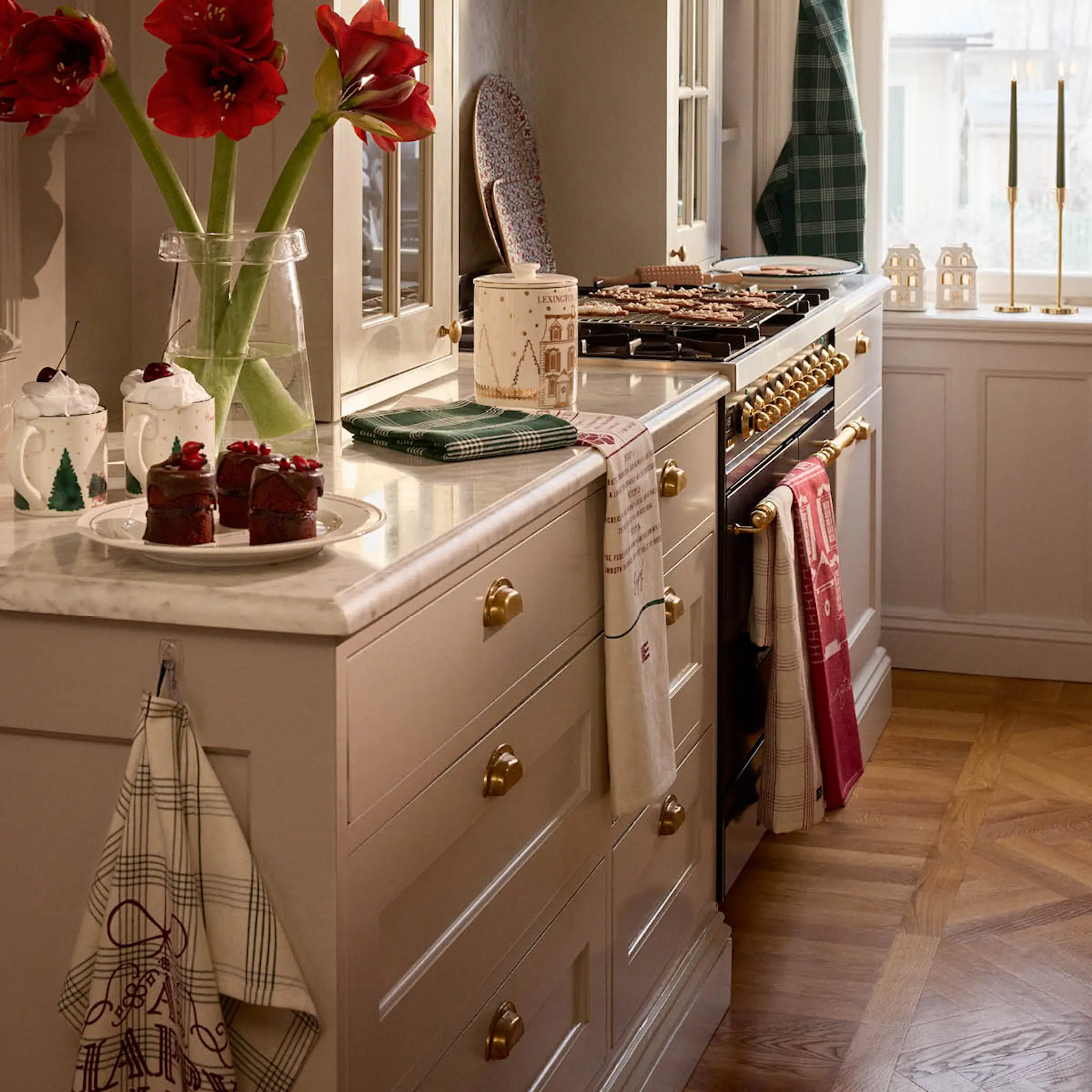 Lexington Original Keittiöpyyhe Happy Holiday 50x70 cm Valkoinen/Vihreä