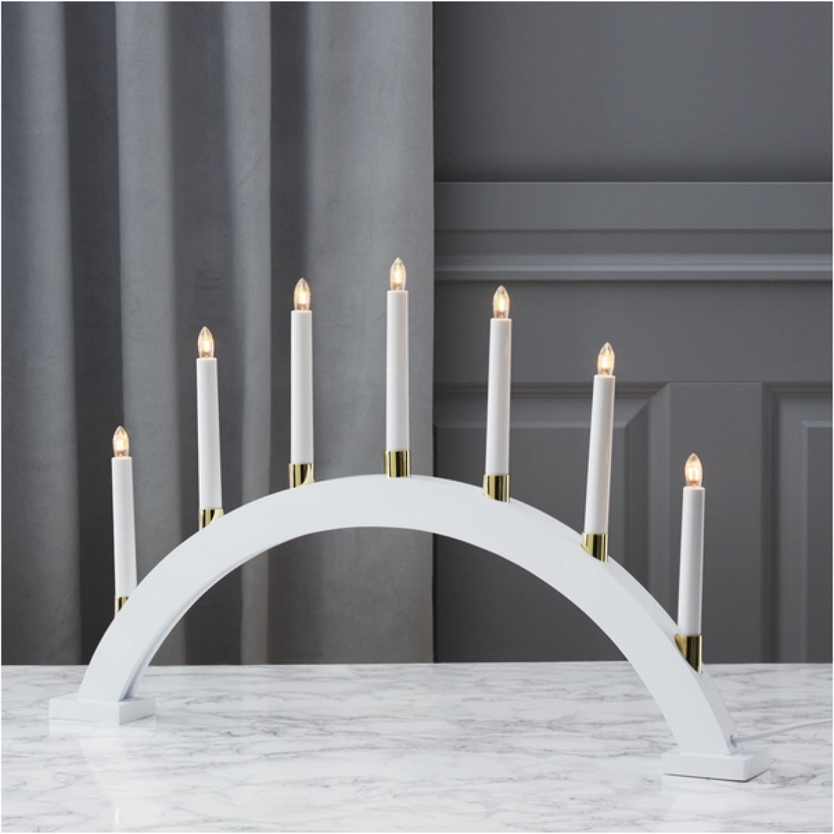 Star Trading Gillian böjd adventsljusstake 7 ljus vit