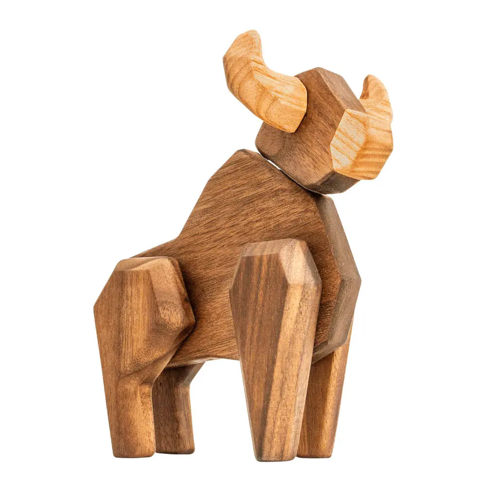 Puufiguuri Härkä 15 cm Pähkinä/Saarni