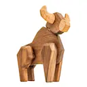 Tjur träfigur 15 cm valnöt/ask