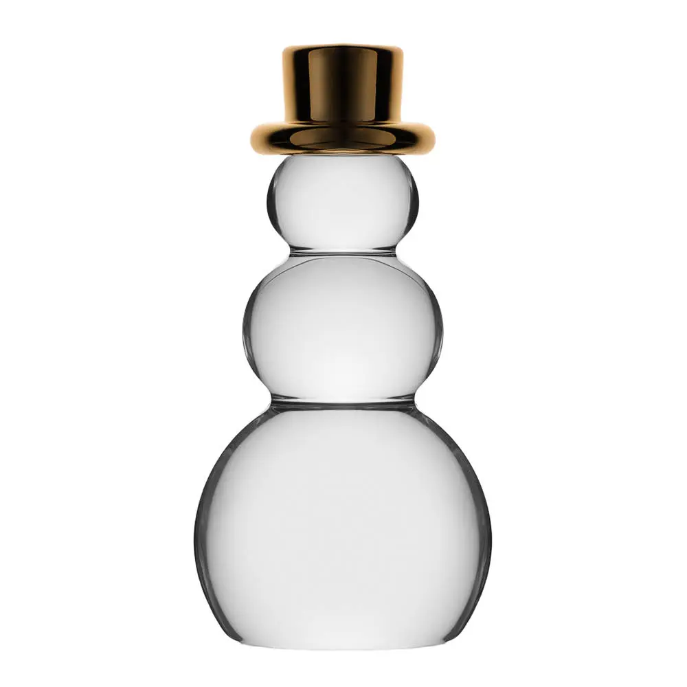 Snømann dekorasjonsfigur 11 cm gullhatt