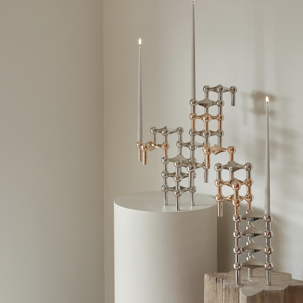 Stoff Nagel Lysestake 3 stk 11,2x6,5 cm rose gull