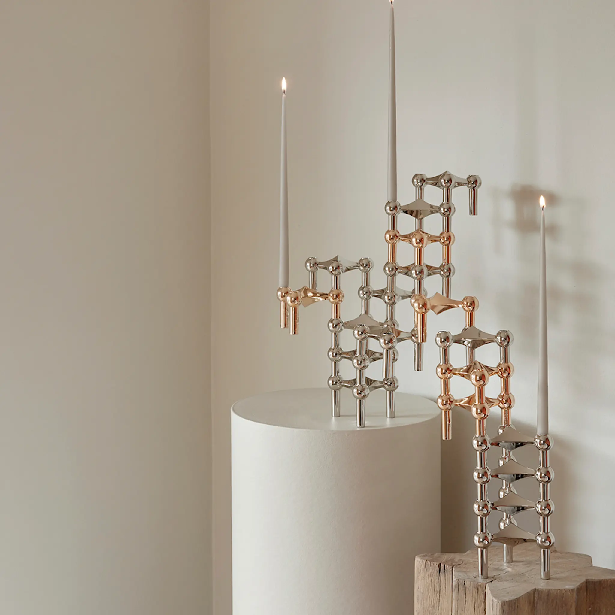 Stoff Nagel Stoff Nagel Kynttilänjalka 3 kpl Ruusukulta