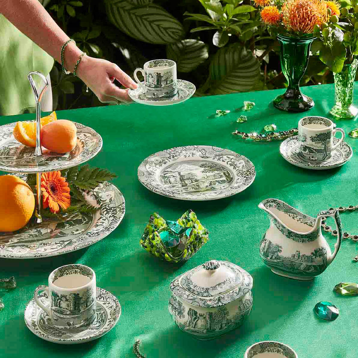 Spode Heritage Green Italian espressokopp med skål 9cl