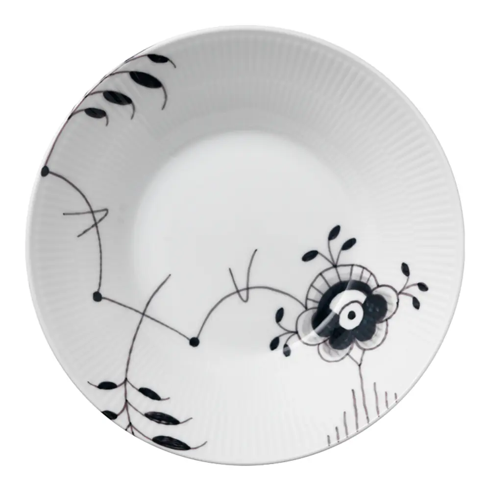 Black Fluted Mega Syvä lautanen 24 cm kuivo 6