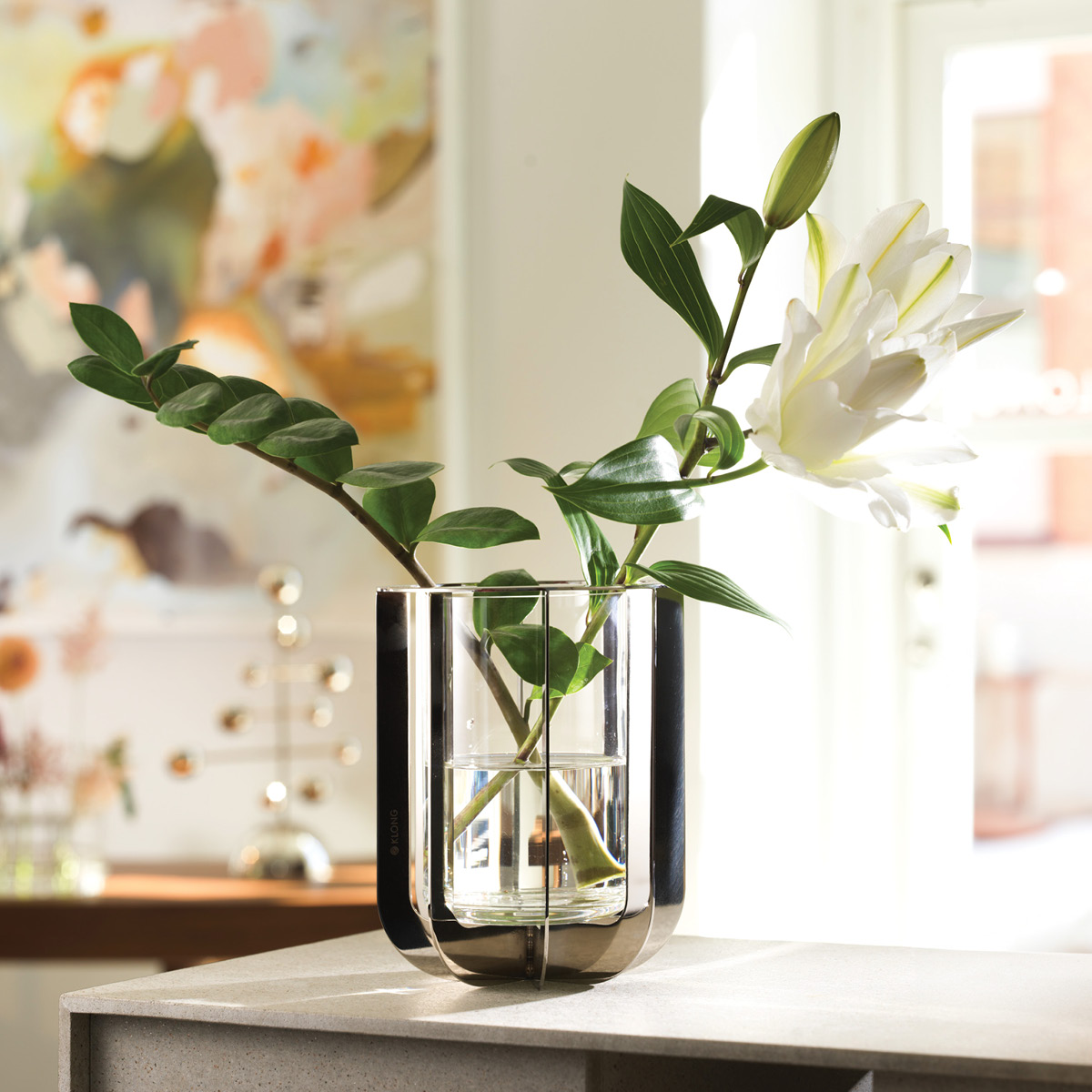 Klong Jazz vase 20 cm stål/glass