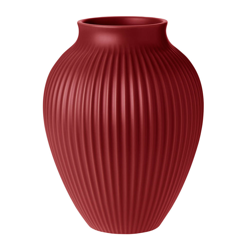 Knabstrup Keramik Knabstrup vas 27 cm ripple soft cherry red