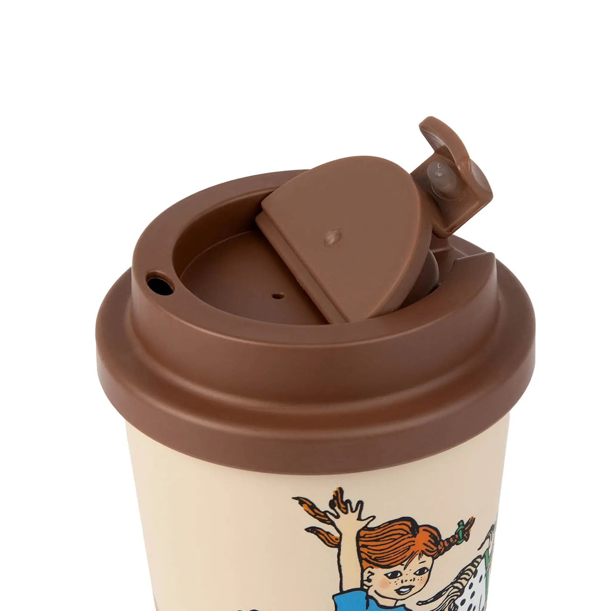 Nordicbuddies Pippi take away mugg 45 cl Pippi häst beige