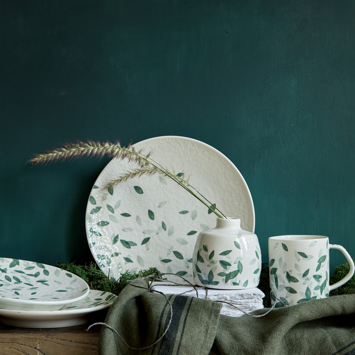 Denby Greenhouse tallrik 27,5 cm vit/grön