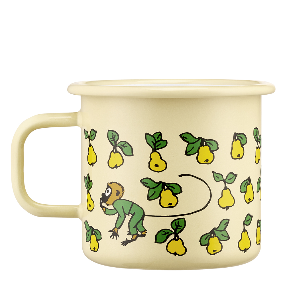 Muurla Peppi Pitkätossu Emalimuki hedelmät 37 cl Keltainen