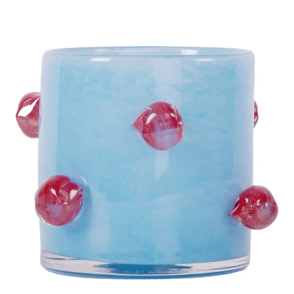 Arlo Kynttilälyhty 10x10 cm Vaaleansininen/Viininpunainen