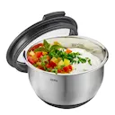 Muovo bunke med lock 0,6 L/12 cm rostfri