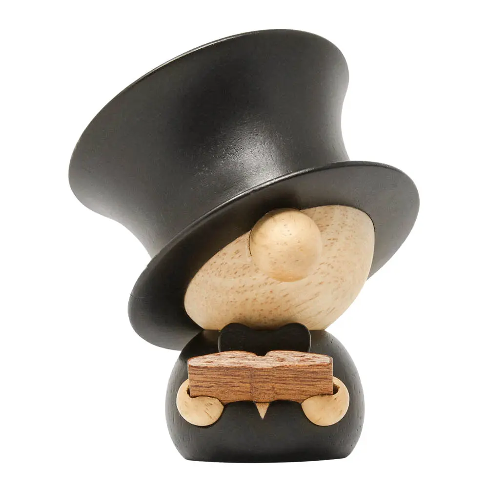 Puufiguuri H.C. Andersen 8 cm Musta/Kumipuu/Sapele