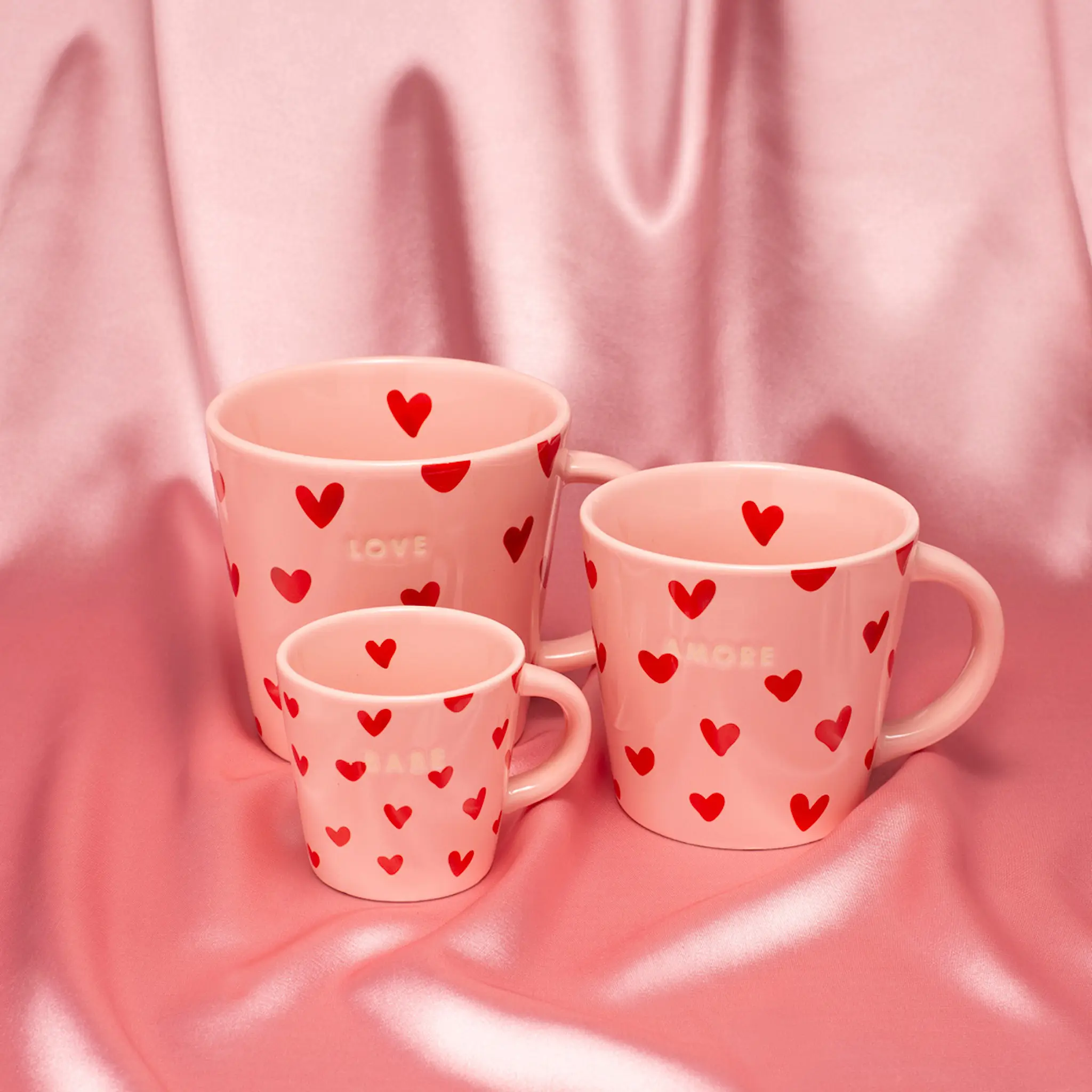 Vondels Classic Cups espressokopp 8 cl BABE rosa med hjärtan