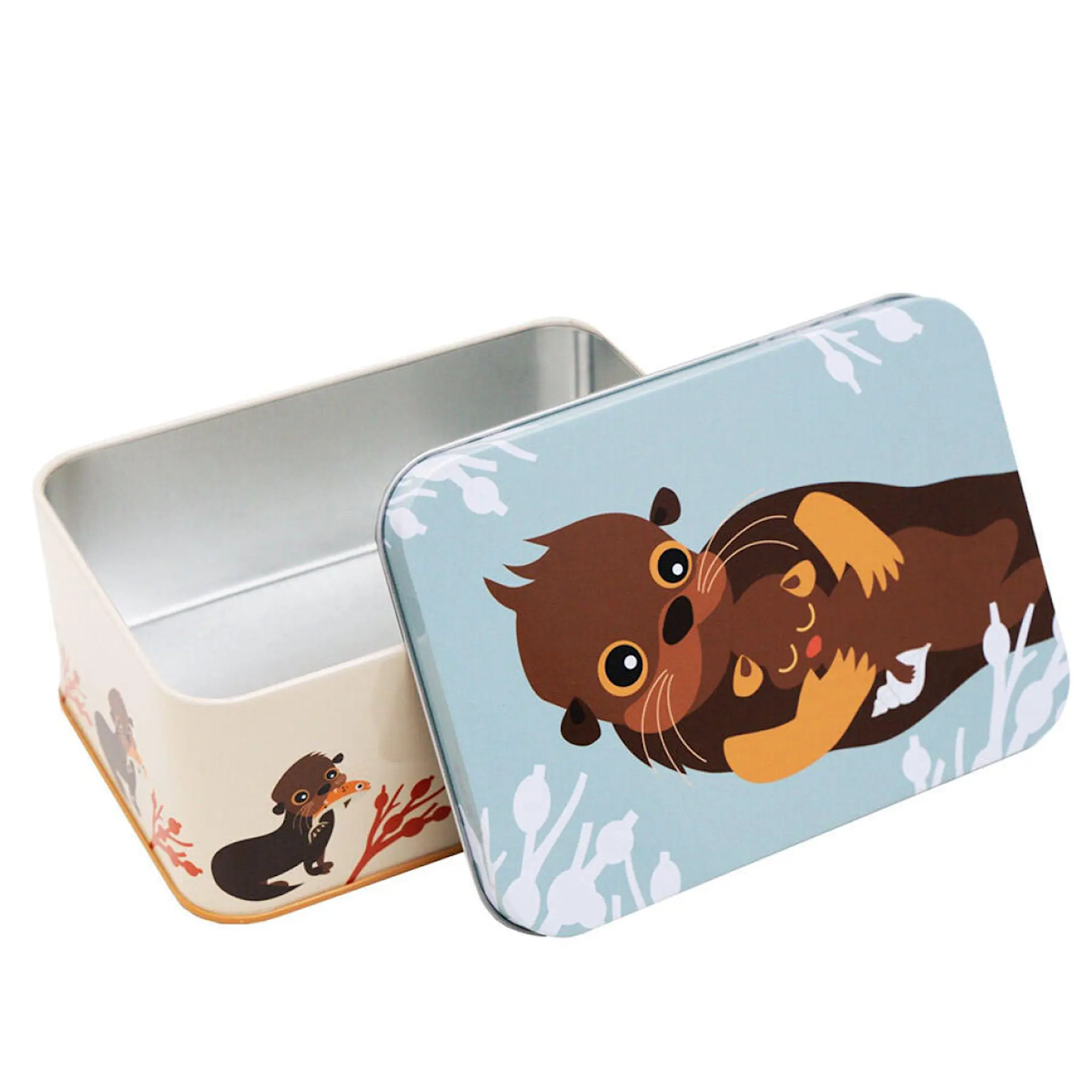 Blafre Utter matlåda / förvaringslåda plåt 10x14 cm blå/beige