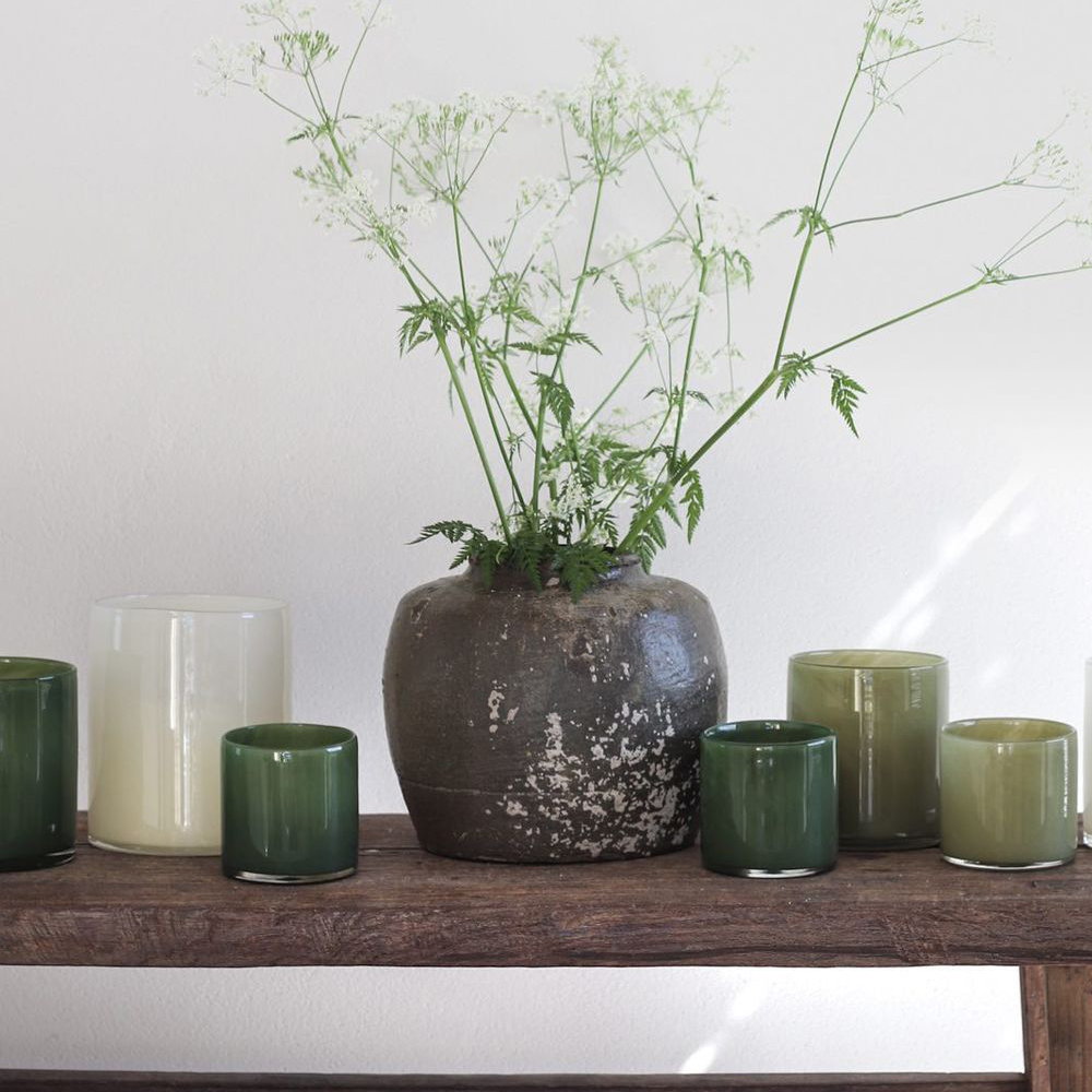 Tell Me More Lyrik lysholder 10x10 cm oliven