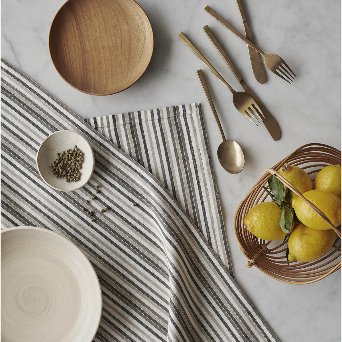 By Mogensen Kjøkkenhåndkle 56x72 small stripes hvit