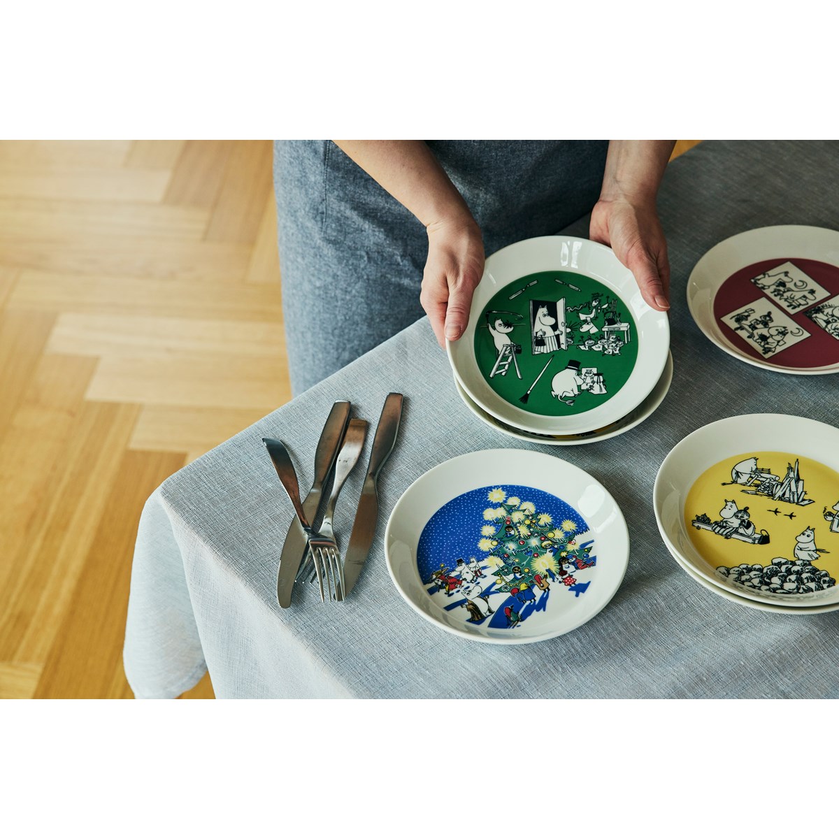 Moomin Arabia Asjettsett 19 cm tegning og jul