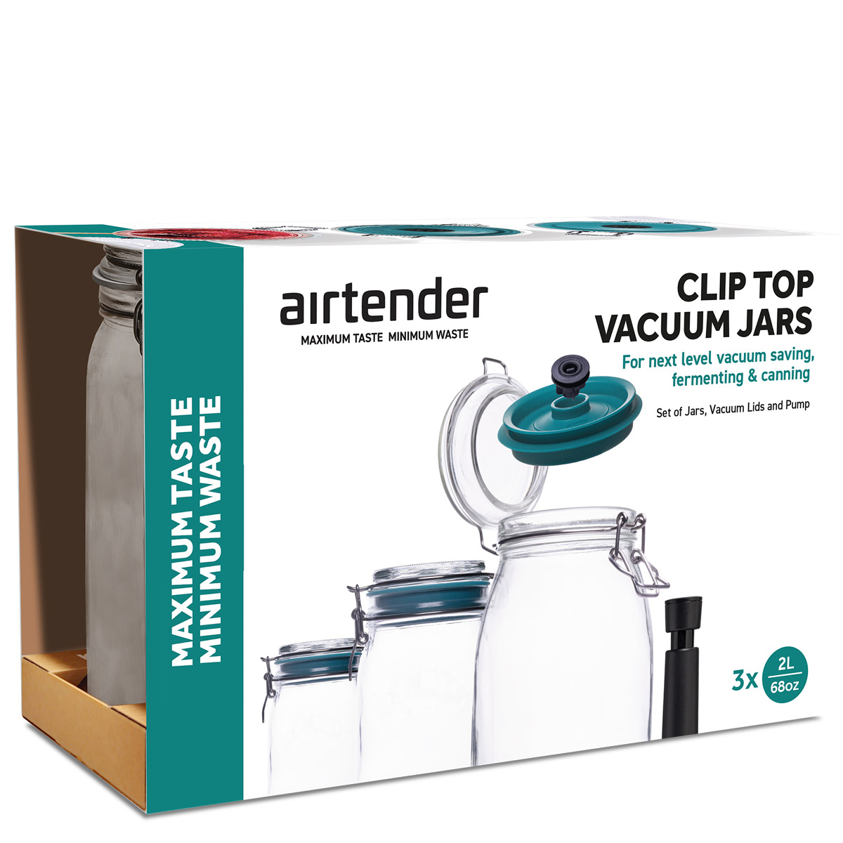 Airtender Vakuumförslutare burkar 3-pack 2 L grön