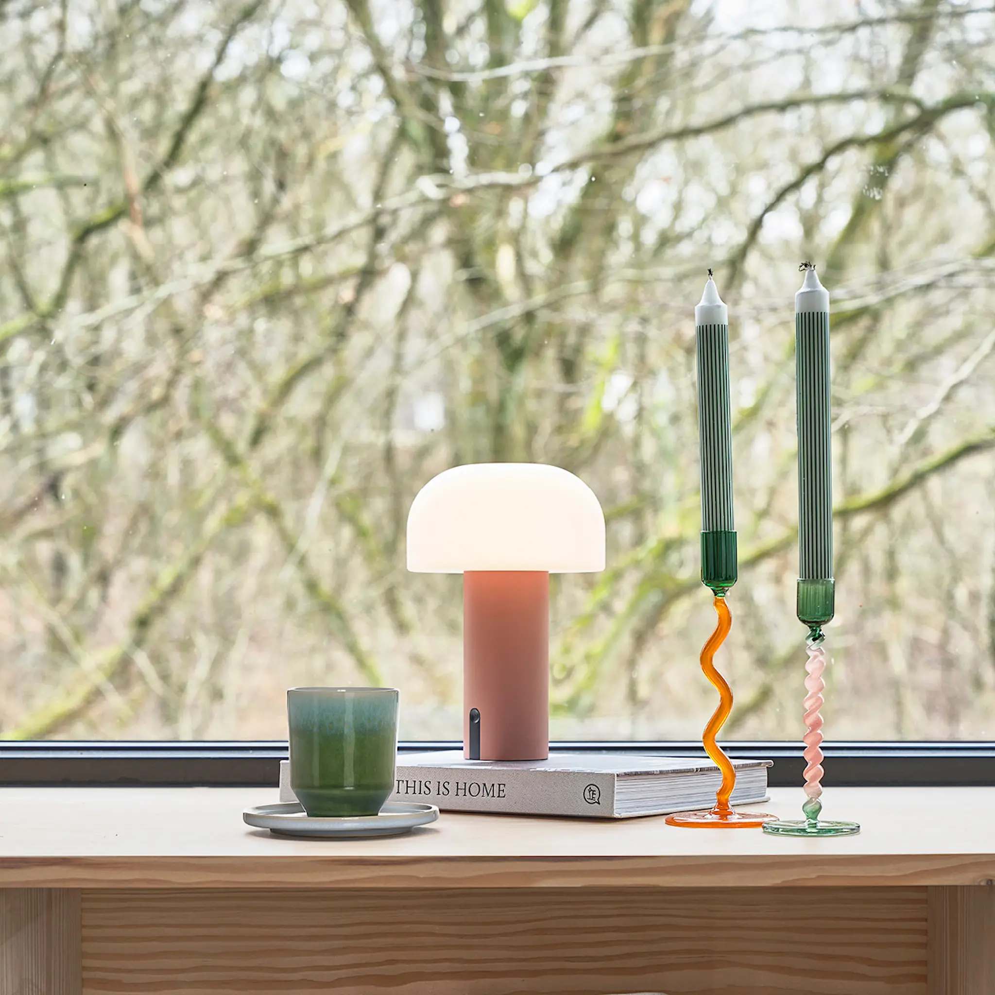 Villa Collection Style Ljusstake Glas 16,3 cm Grön/Rosa