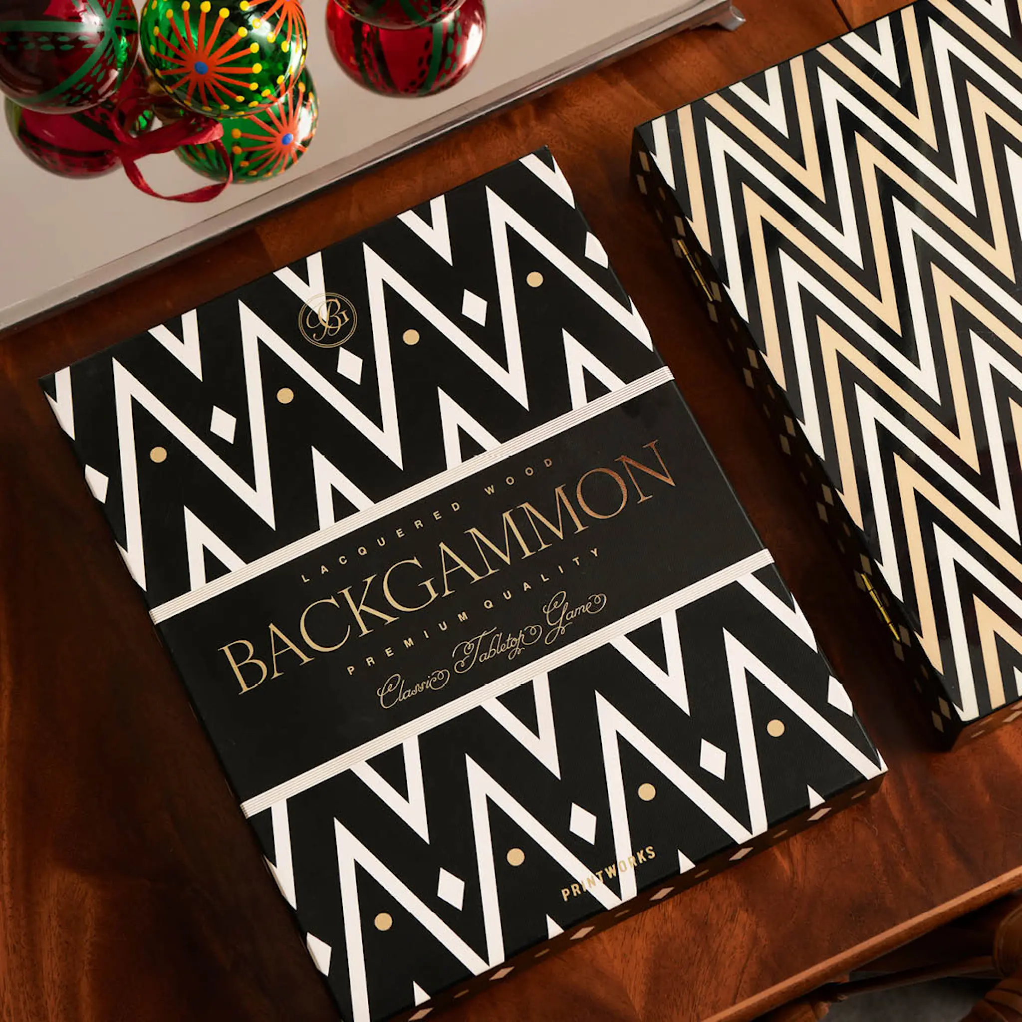 Printworks Lacquered Peli backgammon Musta