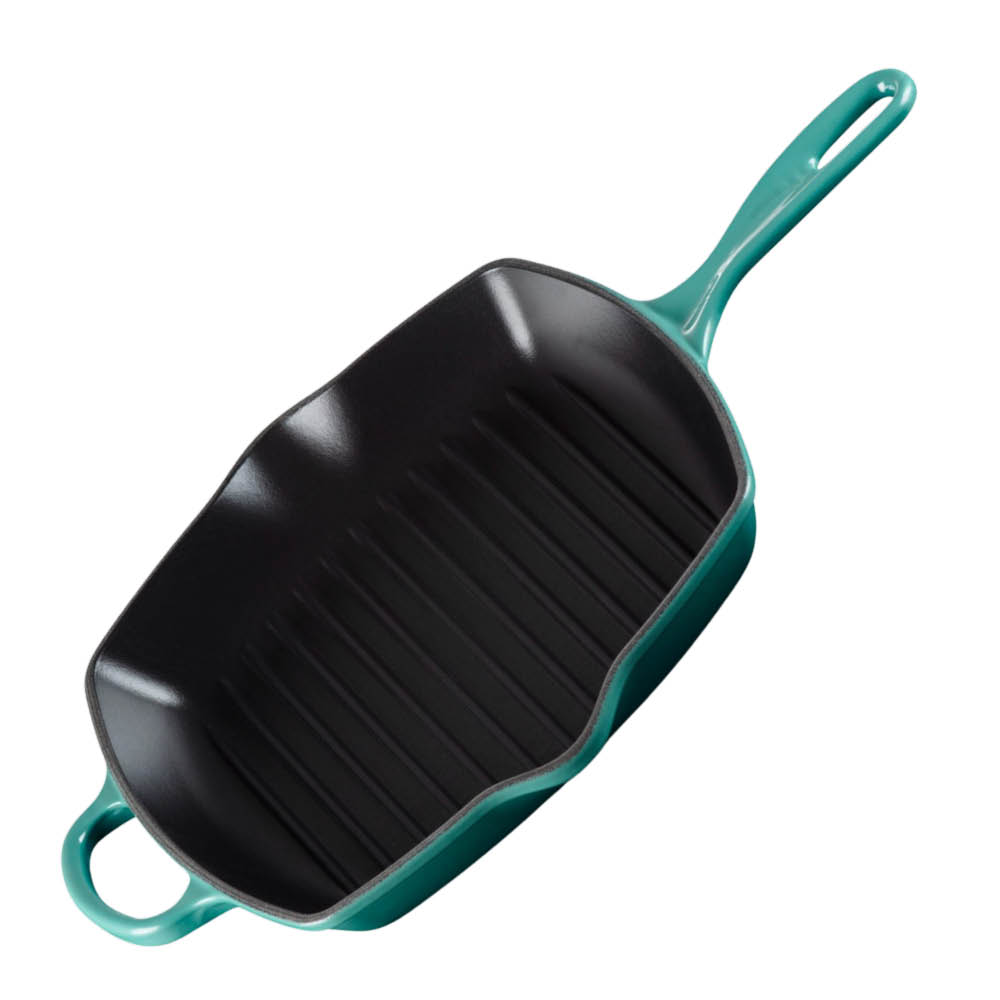 Le Creuset Signature grillpanna kvadratisk gjutjärn 26 cm Bleu Riviera