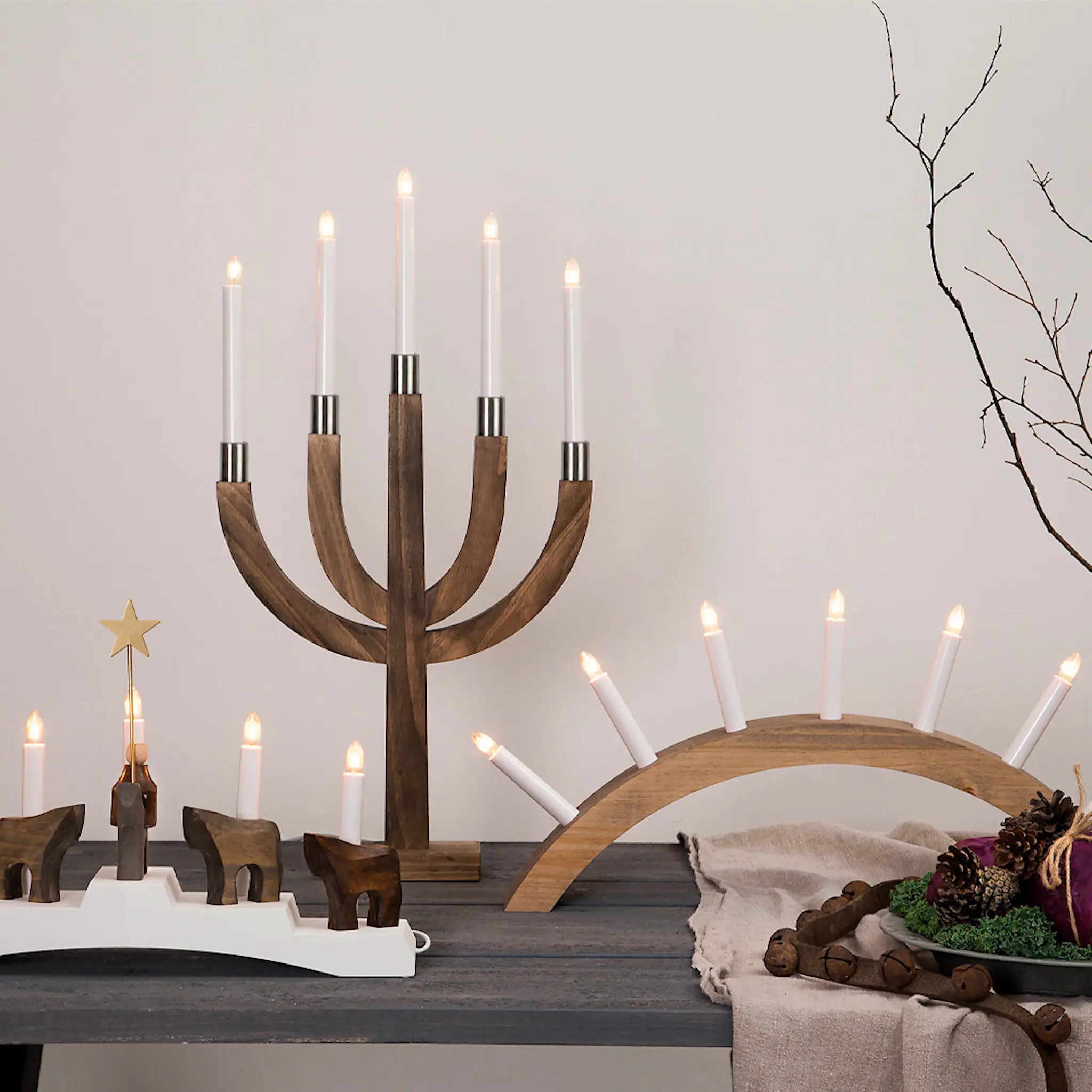 Star Trading Elias adventslysestake 67 cm brun