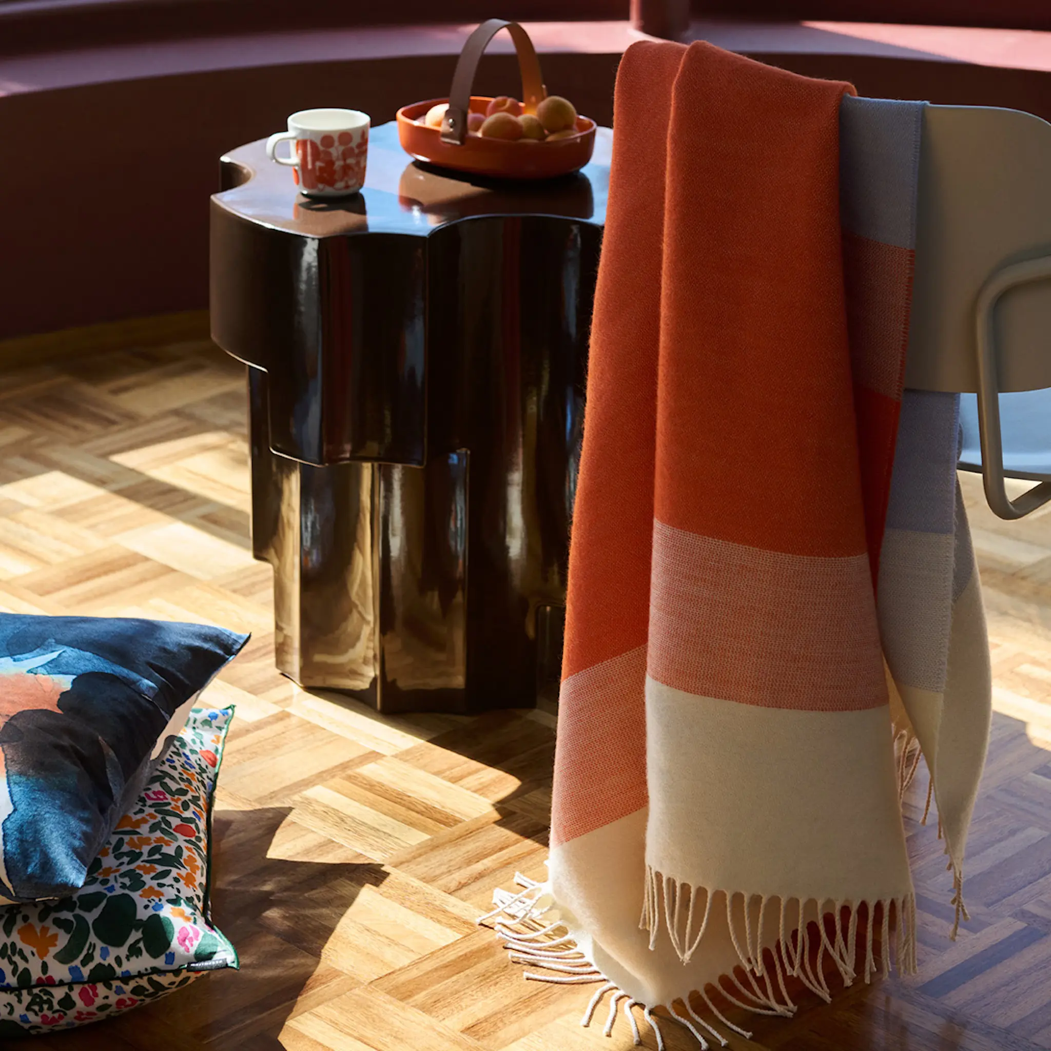 Marimekko Valssi putetrekk 50x50 cm hvit/blå/oransje