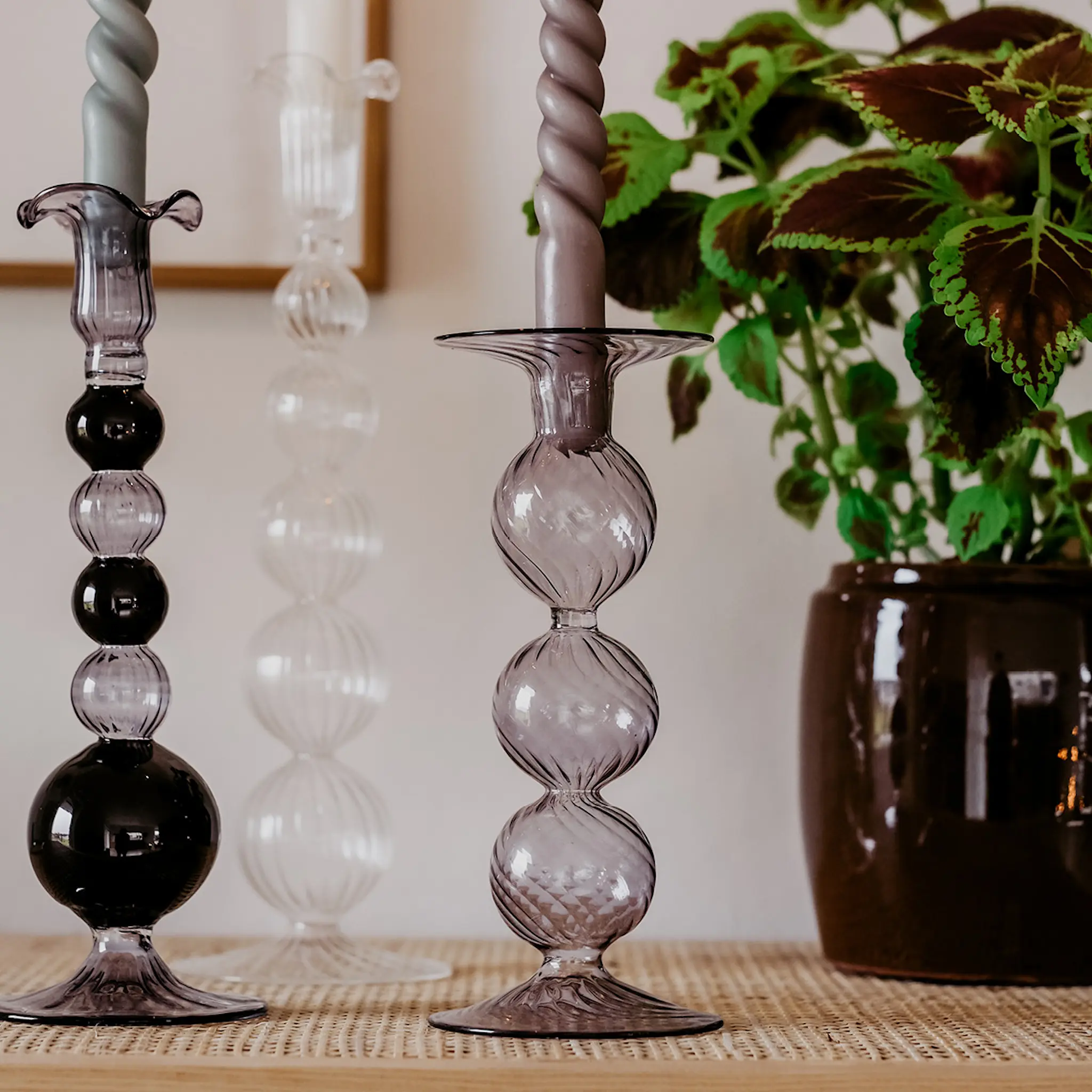 Moonlight Copenhagen Swirl ljusstake 22 cm grå