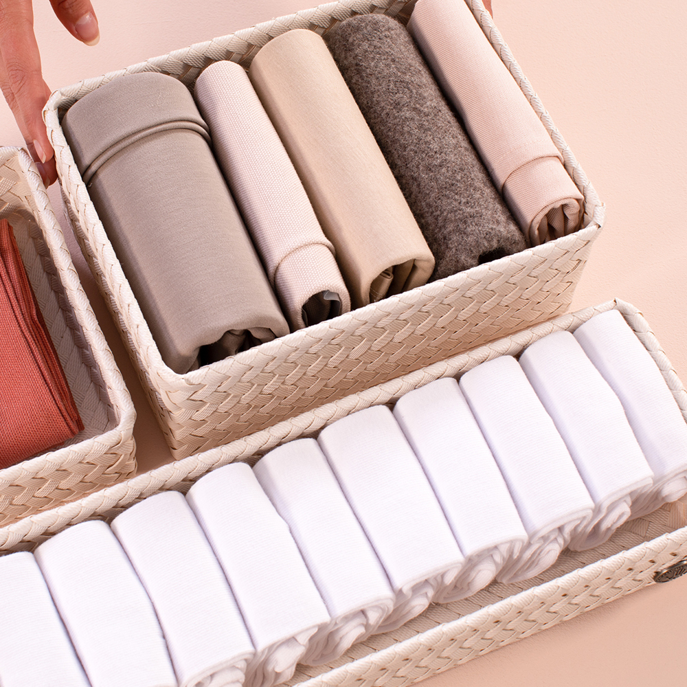 Handed By Fit lång förvaringskorg 39x12x7 cm champagne