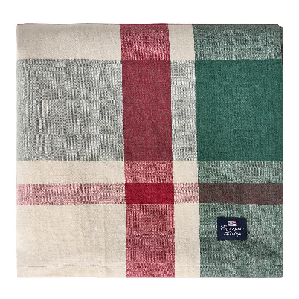 Lexington Pöytäliina 150x350 cm rutigt Vihreä/Punainen/Beige