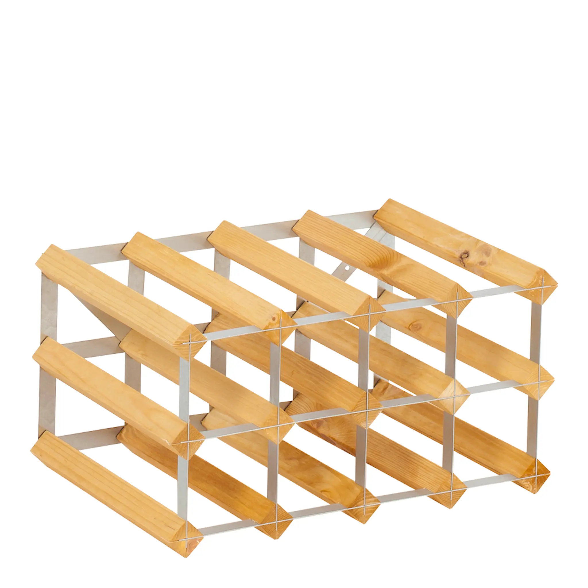 Traditional Wine Rack Påbyggnadsbart Vinställ för 12 flaskor ljust Trä