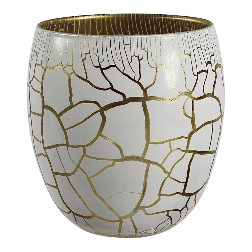 Nybro Crystal Croco Ljuslykta 10 cm Vit/Guld